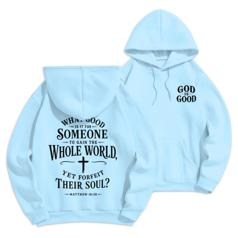 Christianartworkshop God Is Good Fleece Lined White Streetwear Hoodie - Blue - 2XL - image 15