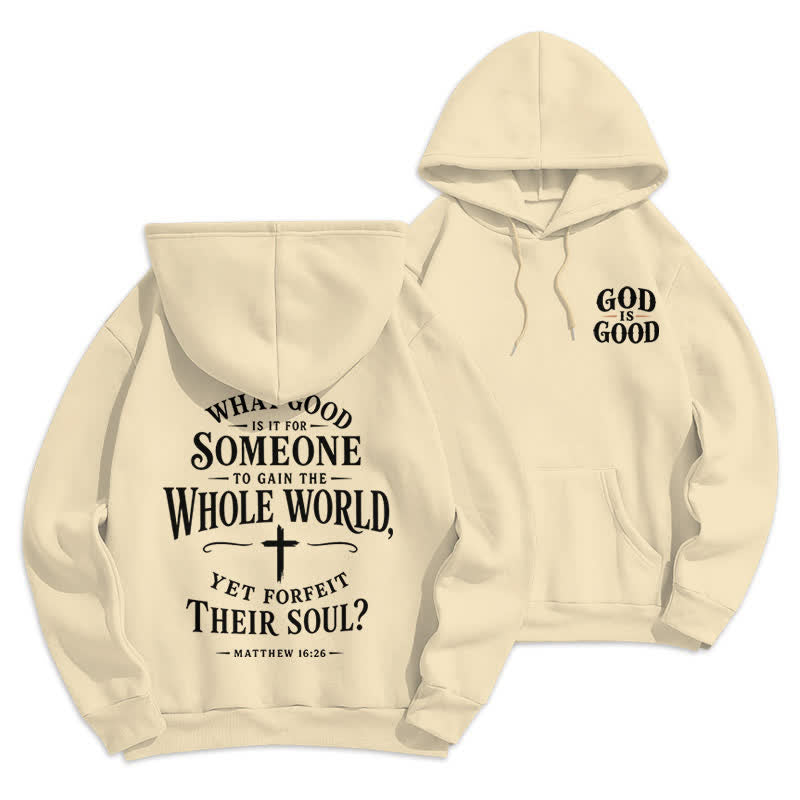 Christianartworkshop God Is Good Fleece Lined White Streetwear Hoodie - Beige - 2XL - image 21