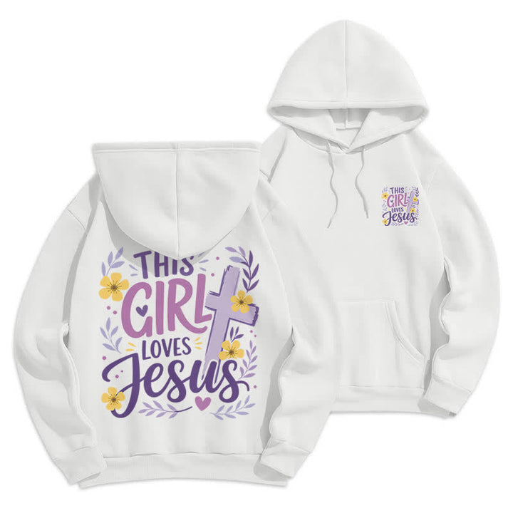 Christianartworkshop This Girl Loves Jesus Floral Sky Blue Hoodie - White - 2XL - image 3