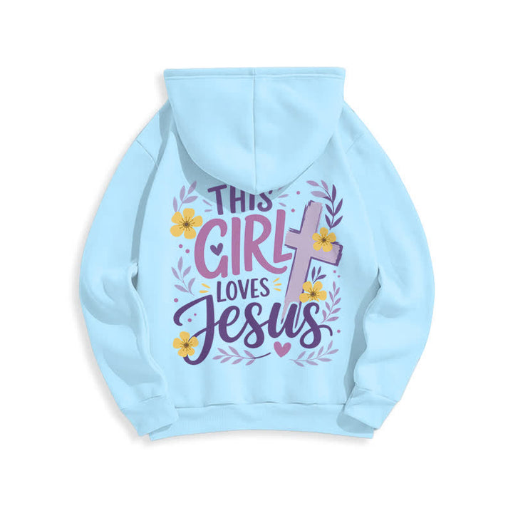 Christianartworkshop This Girl Loves Jesus Floral Sky Blue Hoodie - image 1