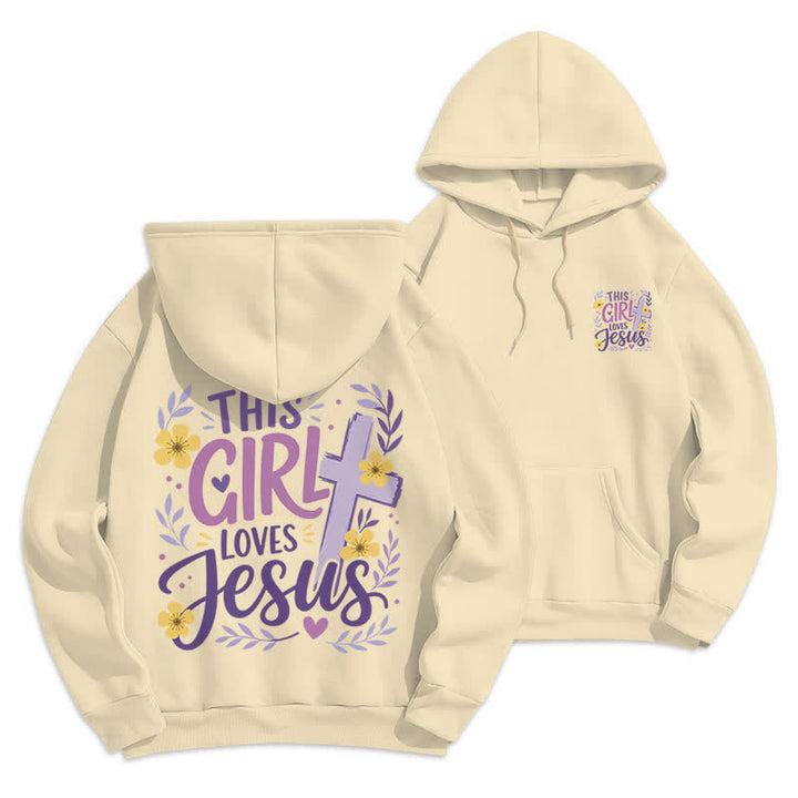 Christianartworkshop This Girl Loves Jesus Floral Sky Blue Hoodie - Beige - 2XL - image 21