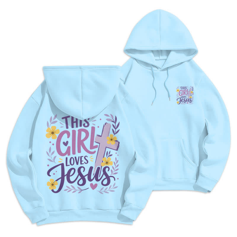 Christianartworkshop This Girl Loves Jesus Floral Sky Blue Hoodie - Blue - 2XL - image 0