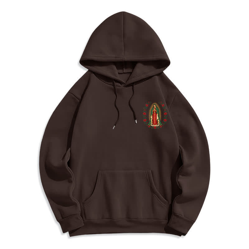 Christianartworkshop Sacred Rose Madonna White Fleece Lined Hoodie - image 14