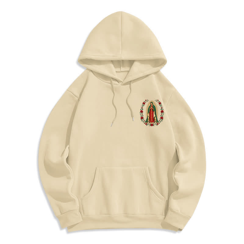 Christianartworkshop Sacred Rose Madonna White Fleece Lined Hoodie - image 20