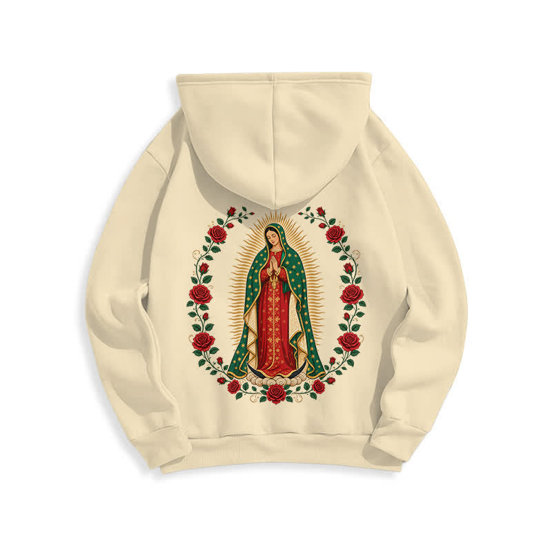 Christianartworkshop Sacred Rose Madonna White Fleece Lined Hoodie - image 19
