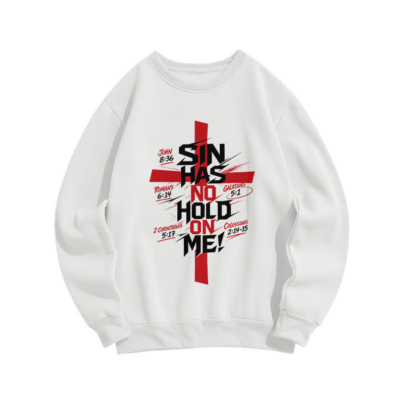 Christianartworkshop Sin Has No Hold On Me Cross Graphic Sweatshirt - White - 2XL - image 1