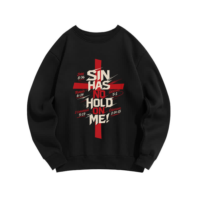 Christianartworkshop Sin Has No Hold On Me Cross Graphic Sweatshirt - Black - 2XL - image 3