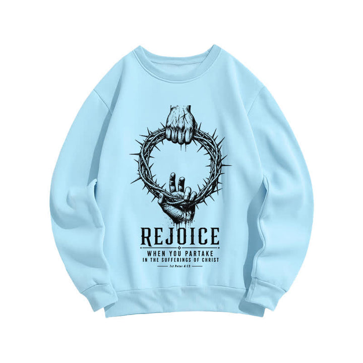Christianartworkshop Rejoice Crown Of Thorns Scripture Graphic Crewneck Sweatshirt - Blue - 2XL - image 4