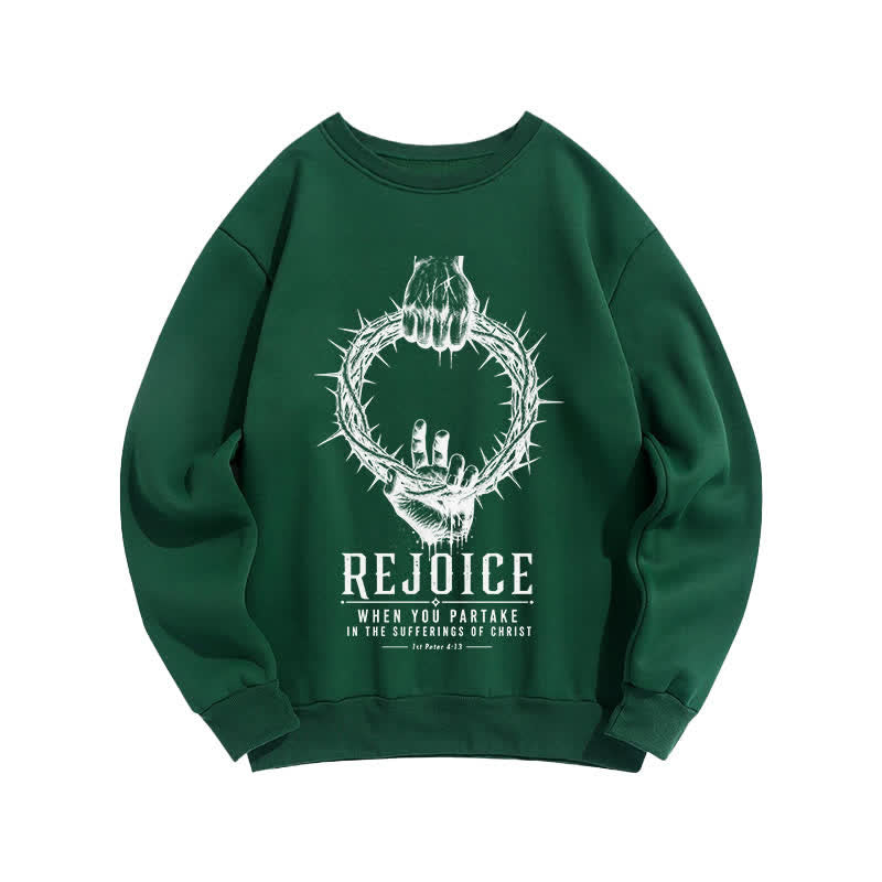 Christianartworkshop Rejoice Crown Of Thorns Scripture Graphic Crewneck Sweatshirt - Green - 2XL - image 5