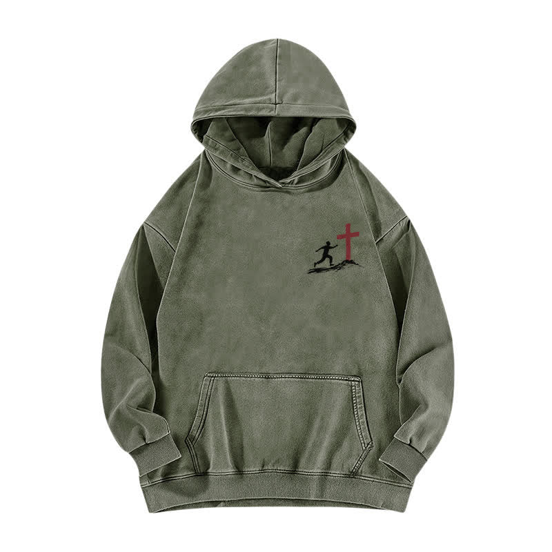 Christianartworkshop Follow Christ Cross Front And Back Washed Hoodie - image 14