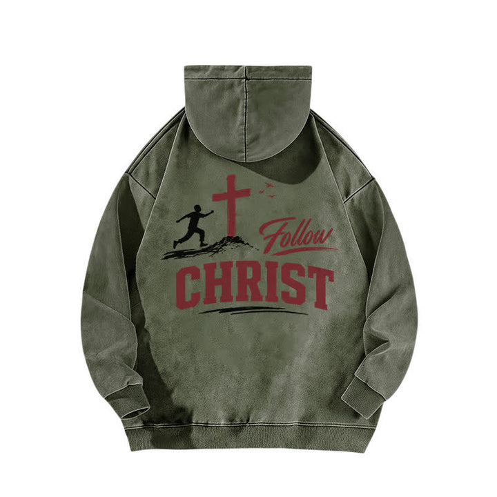 Christianartworkshop Follow Christ Cross Front And Back Washed Hoodie - image 13