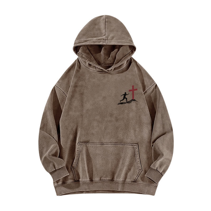 Christianartworkshop Follow Christ Cross Front And Back Washed Hoodie - image 11