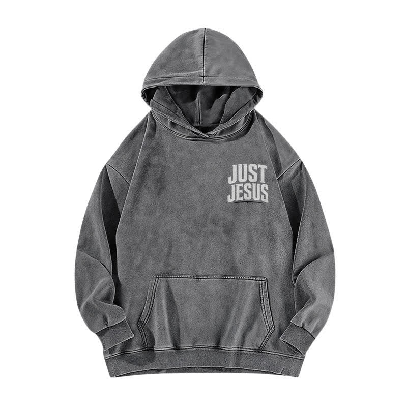 Christianartworkshop Just Jesus Jesus Is My King Washed Hoodie - image 2