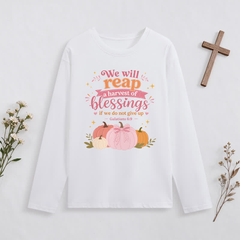 Christianartworkshop Harvest Of Blessings Fall Graphic Long Sleeve T Shirt - White - 4XL - image 2