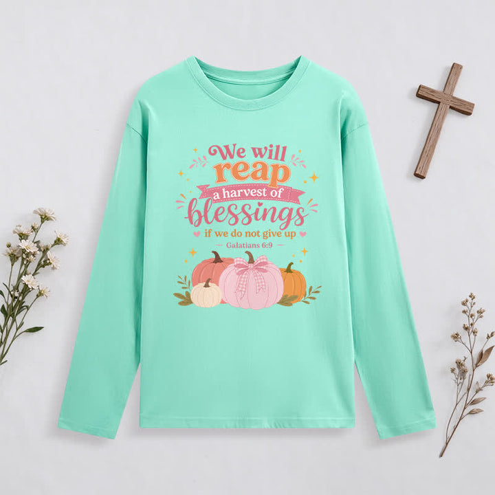 Christianartworkshop Harvest Of Blessings Fall Graphic Long Sleeve T Shirt - Green - 4XL - image 0