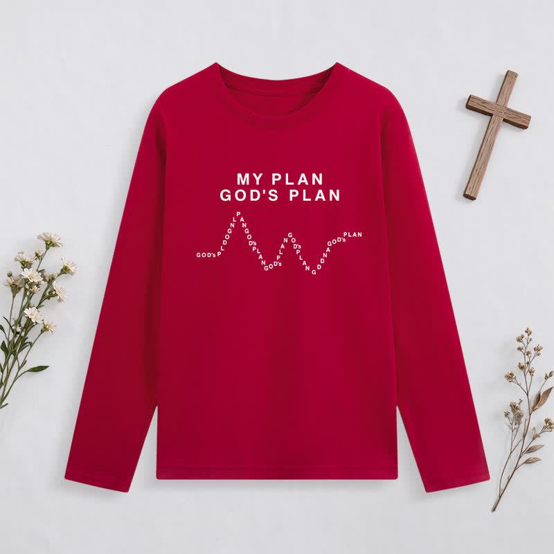 Christianartworkshop My Plan God's Plan Black Graphic Long-Sleeve T-Shirt - image 17