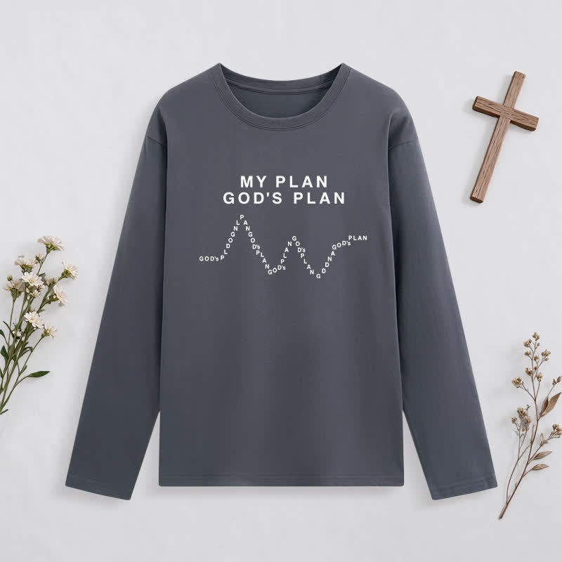 Christianartworkshop My Plan God's Plan Black Graphic Long-Sleeve T-Shirt - image 26