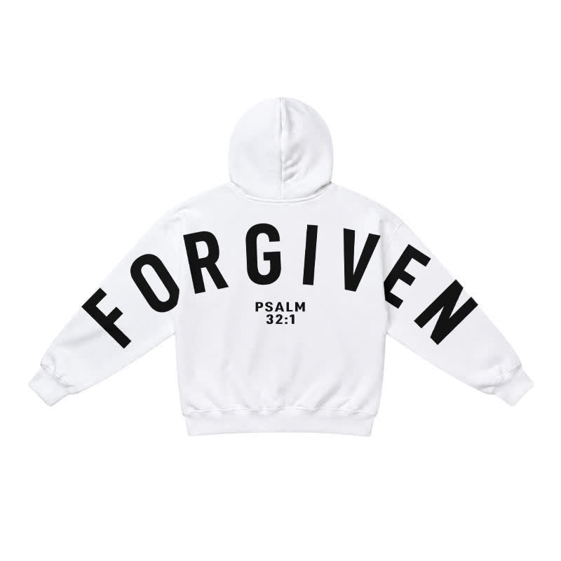 Christianartworkshop Split Sleeve Forgiven Psalm 32:1 Scripture Statement French Terry Hoodie - image 1