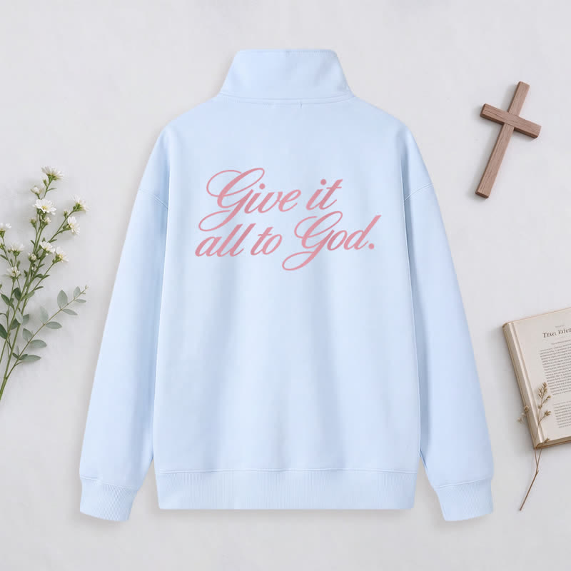 Christianartworkshop Vintage Jesus 33 Holy Spirit & God Give All Good to You Half-Zip Pullover - image 1