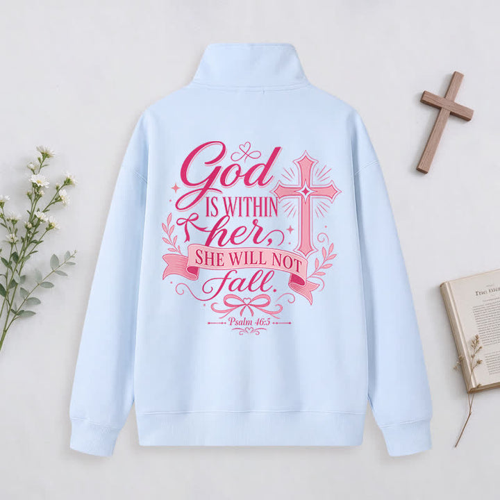 Christianartworkshop Jesus Saves White Stand Collar Half-Zip Pullover - image 17