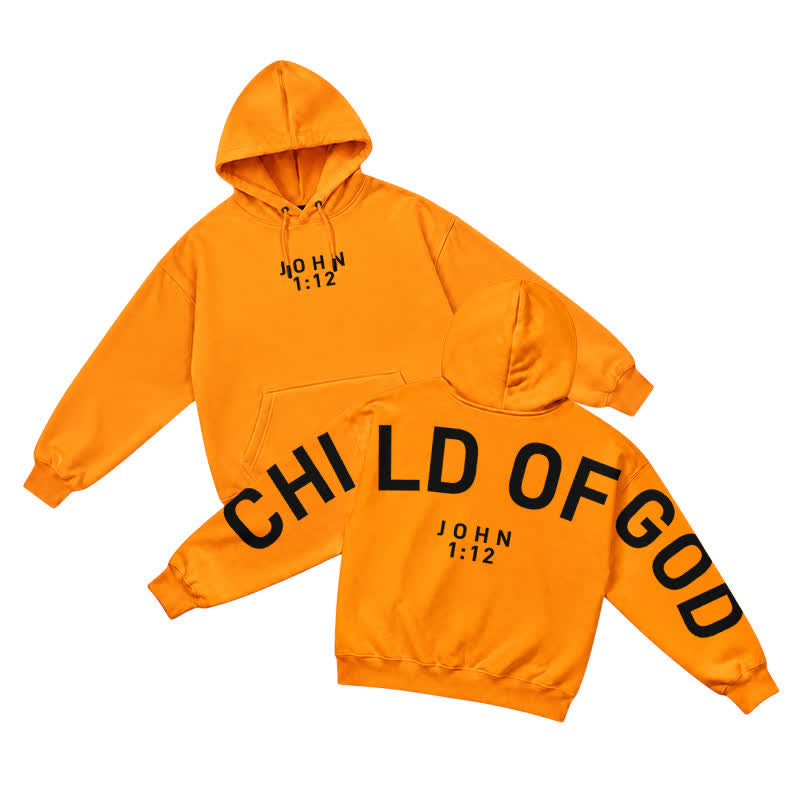 Christianartworkshop Child Of God John 1:12 Statement French Terry Hoodie - Orange - 5XL - image 25