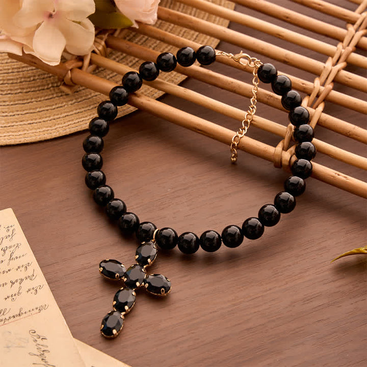 Christianartworkshop Rounded Plastic Bead Jeweled Cross Necklace: Marker for Quiet Meditation - image 10
