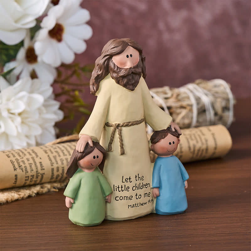Christianartworkshop Jesus Blessing Children Resin Tabletop Statue: Token of Abiding Divine Tenderness - image 1