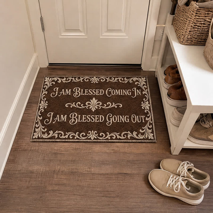 Christianartworkshop Ornate Scroll Border Blessed In & Out Doormat - image 4