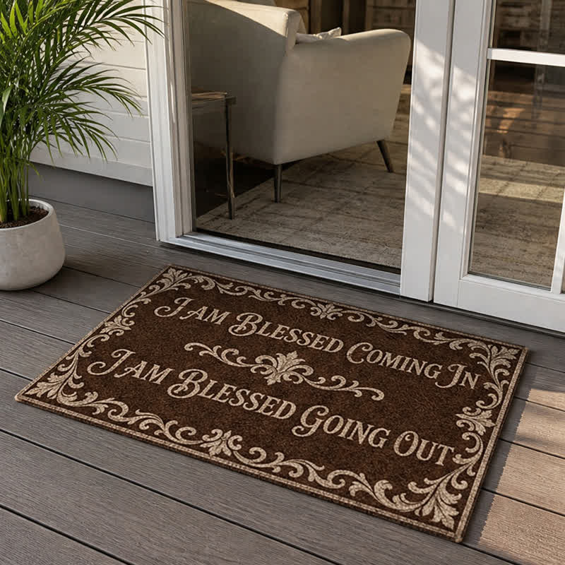 Christianartworkshop Ornate Scroll Border Blessed In & Out Doormat - image 3