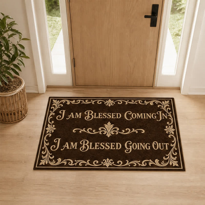 Christianartworkshop Ornate Scroll Border Blessed In & Out Doormat - image 5