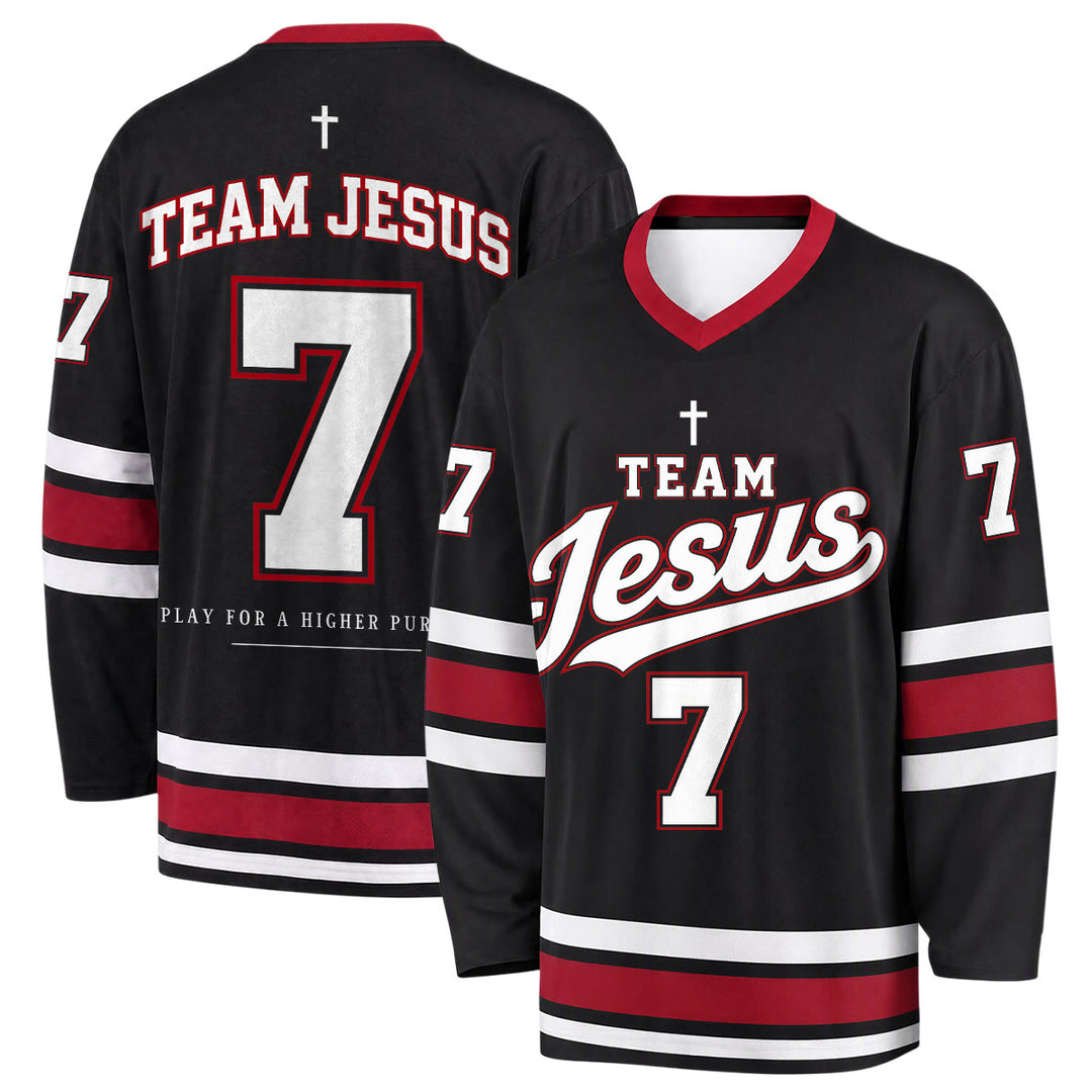 Christianartworkshop Team Jesus Black Vintage Hockey Jersey - 5XL - image 0
