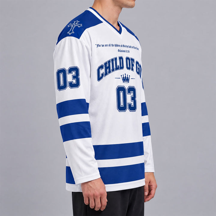 Christianartworkshop Child Of God Jesus Is King Long Sleeve Hockey Jersey - image 3