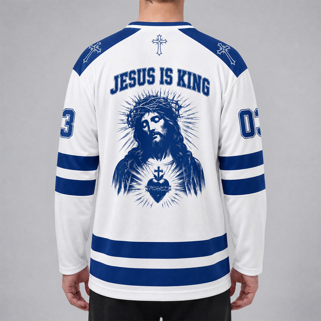 Christianartworkshop Child Of God Jesus Is King Long Sleeve Hockey Jersey - image 2