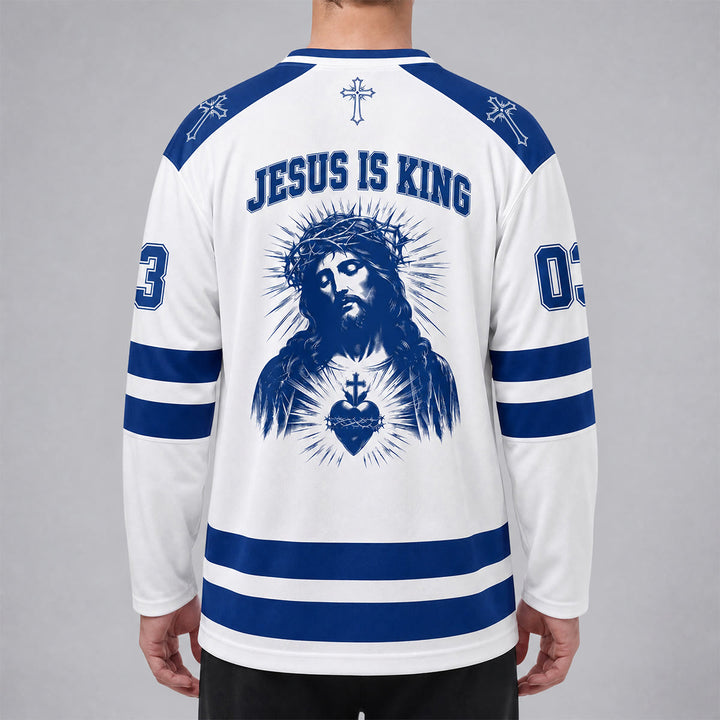 Christianartworkshop Child Of God Jesus Is King Long Sleeve Hockey Jersey - image 2