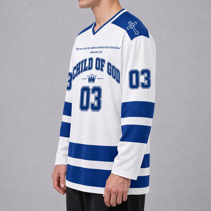 Christianartworkshop Child Of God Jesus Is King Long Sleeve Hockey Jersey - image 4