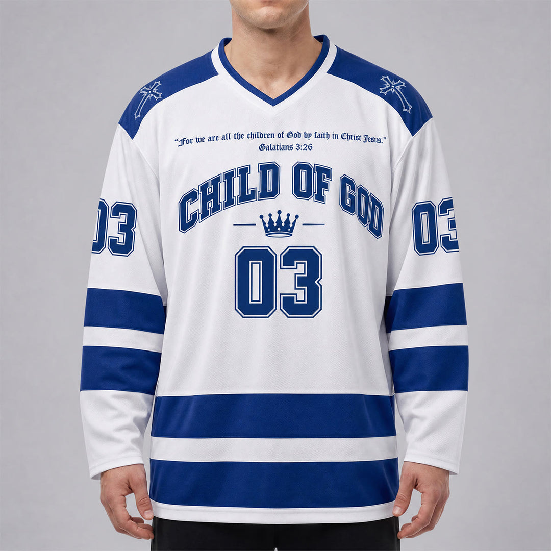 Christianartworkshop Child Of God Jesus Is King Long Sleeve Hockey Jersey - image 1