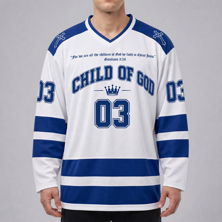 Christianartworkshop Child Of God Jesus Is King Long Sleeve Hockey Jersey - image 1