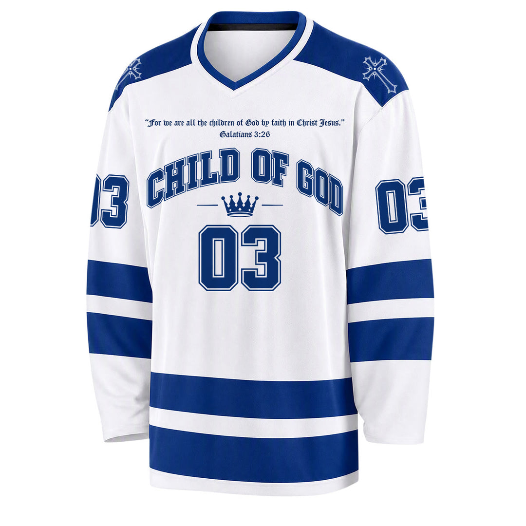 Christianartworkshop Child Of God Jesus Is King Long Sleeve Hockey Jersey - image 5