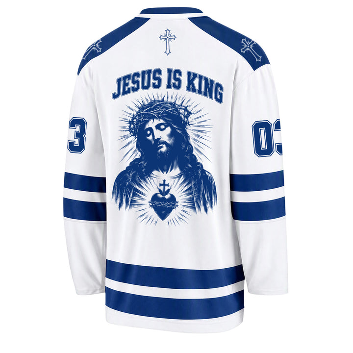 Christianartworkshop Child Of God Jesus Is King Long Sleeve Hockey Jersey - image 6
