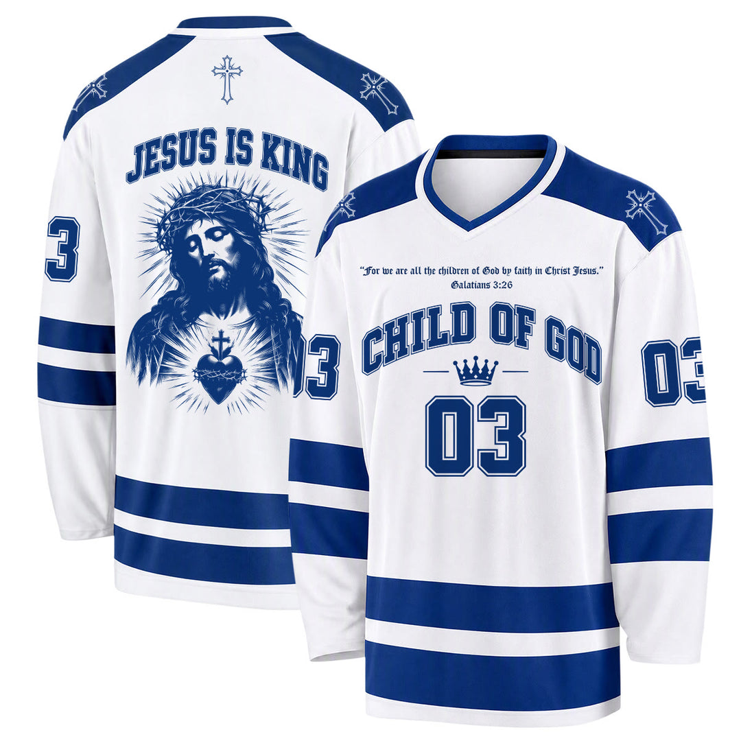 Christianartworkshop Child Of God Jesus Is King Long Sleeve Hockey Jersey - 5XL - image 0