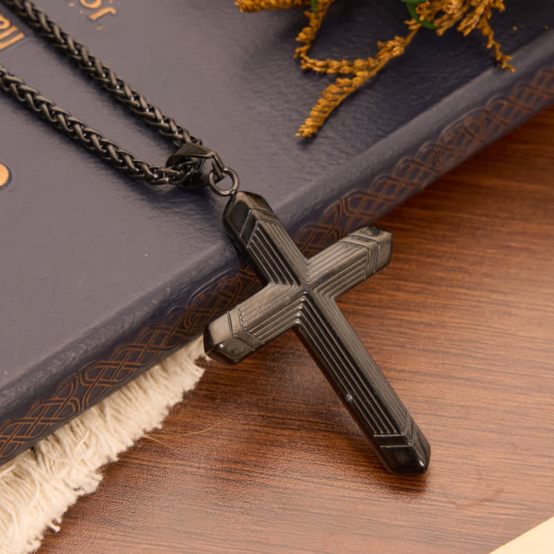 Christianartworkshop Linear Engraved Titanium Cross Pendant: Keepsake of Sincere Devoted Remembrance - image 19
