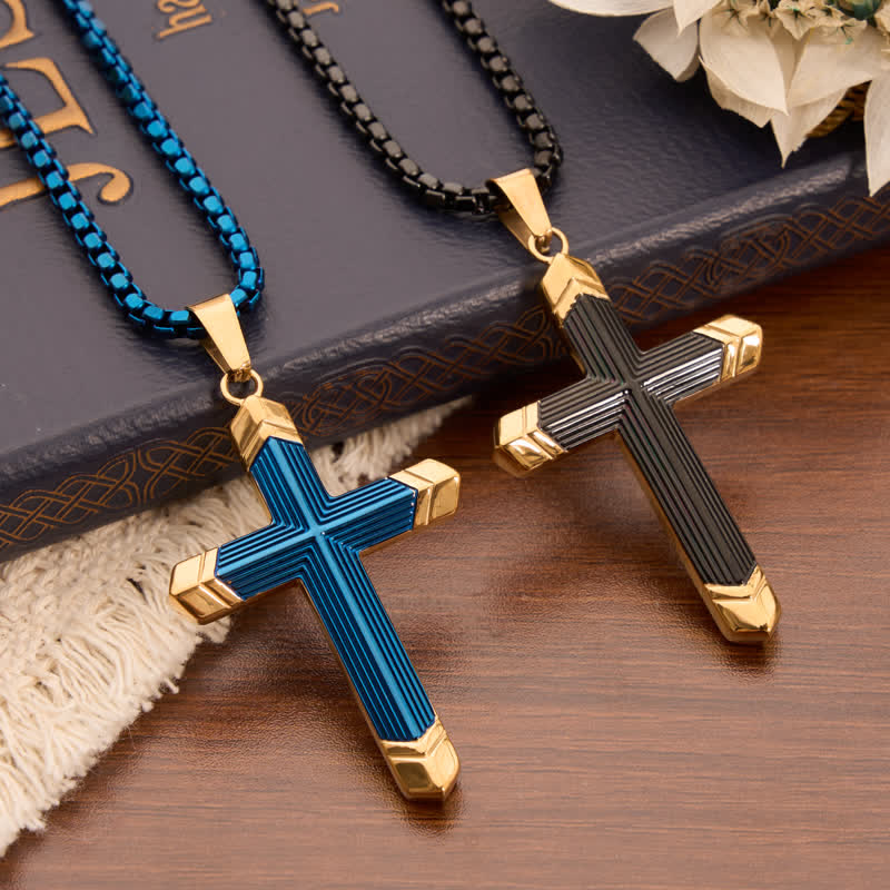 Christianartworkshop Linear Engraved Titanium Cross Pendant: Keepsake of Sincere Devoted Remembrance - image 2
