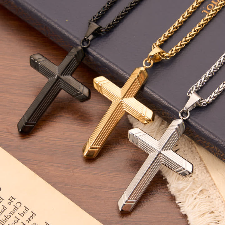 Christianartworkshop Linear Engraved Titanium Cross Pendant: Keepsake of Sincere Devoted Remembrance - image 5