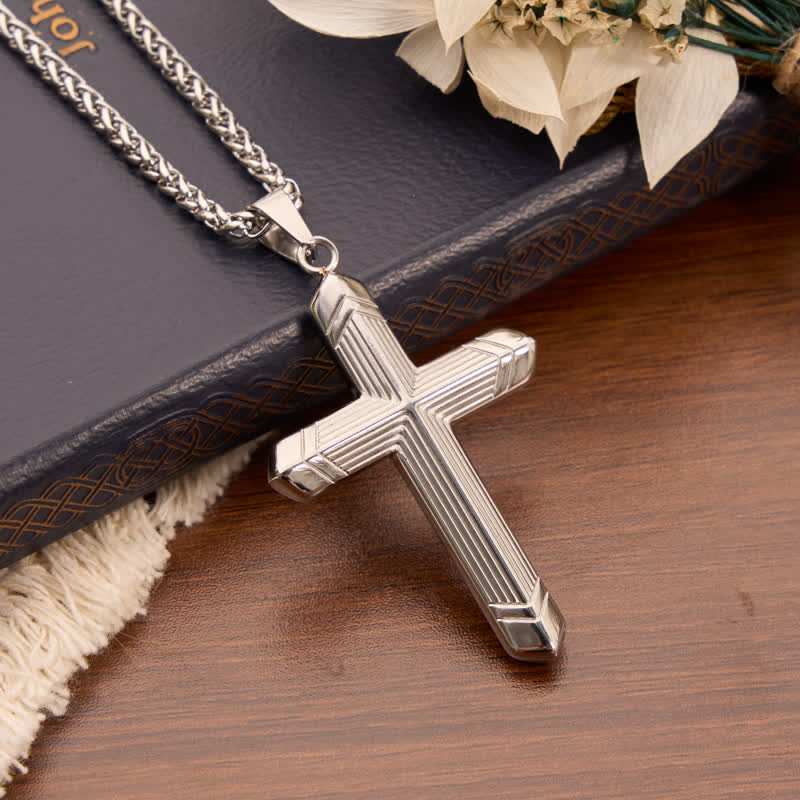 Christianartworkshop Linear Engraved Titanium Cross Pendant: Keepsake of Sincere Devoted Remembrance - image 13